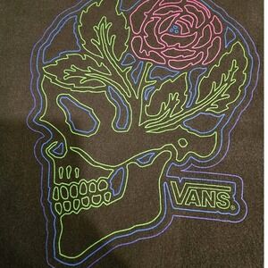 VANS  Neon Skull With Rose Black  Short‎ Sleeve T-shirt